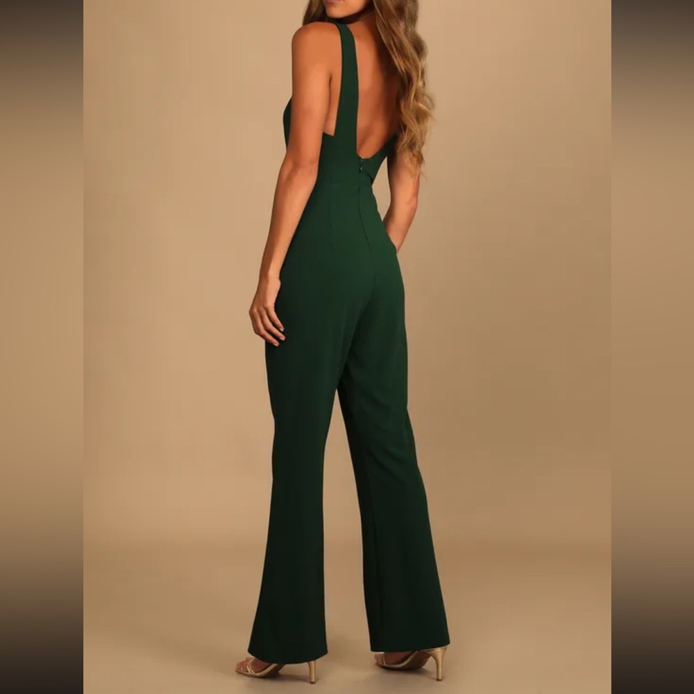 LULUS | Instant Icon Dark Green V-Neck
Sleeveless Jumpsuit - Picture 4 of 8